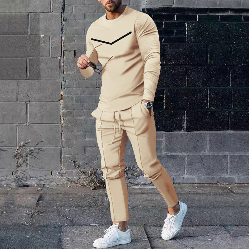 Men’s Round Neck Long Sleeve T-shirt Trousers Suit