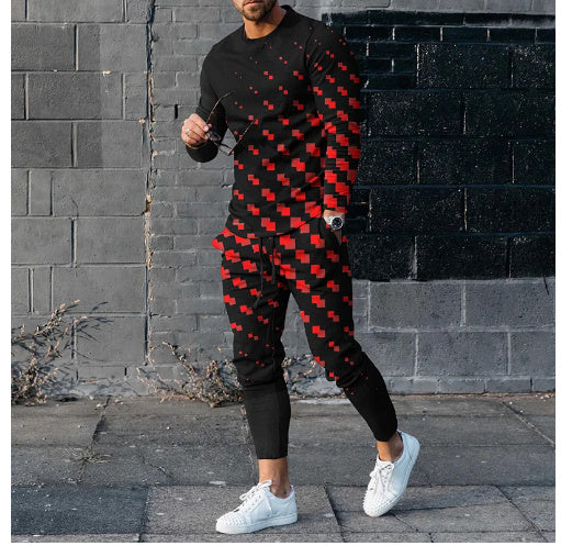 Men’s Round Neck Long Sleeve T-shirt Trousers Suit