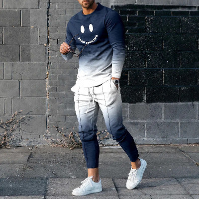 Men’s Round Neck Long Sleeve T-shirt Trousers Suit