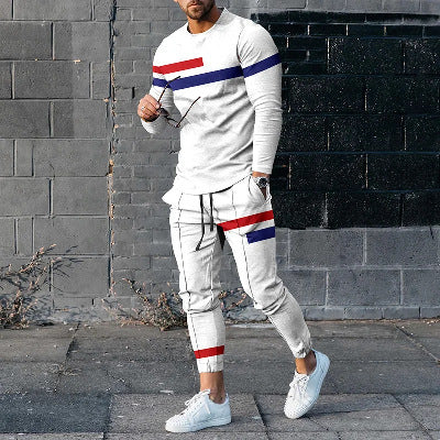 Men’s Round Neck Long Sleeve T-shirt Trousers Suit